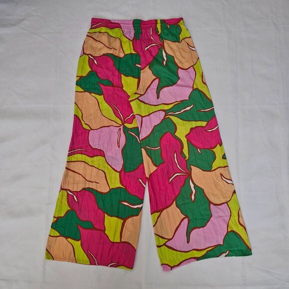 C&C California Multicolor Floral Tropical Wide-Leg Beach Pants Women's Small - Picture 4 of 10